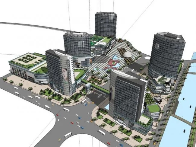 Sketchup综合体模型|超高层商业综合体，住宅，酒店，办公，现代风格