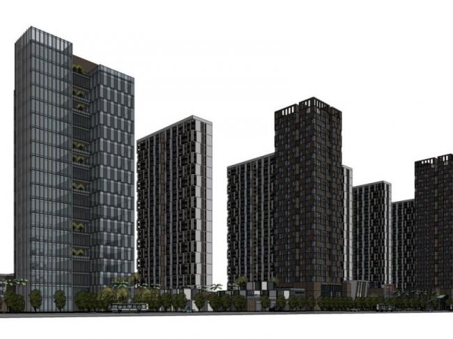 Sketchup综合体模型|超高层商业综合体，办公，住宅，酒店，现代风格