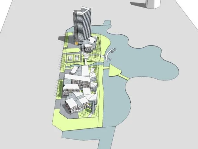 Sketchup综合体模型|多高层商业综合体，办公，现代风格