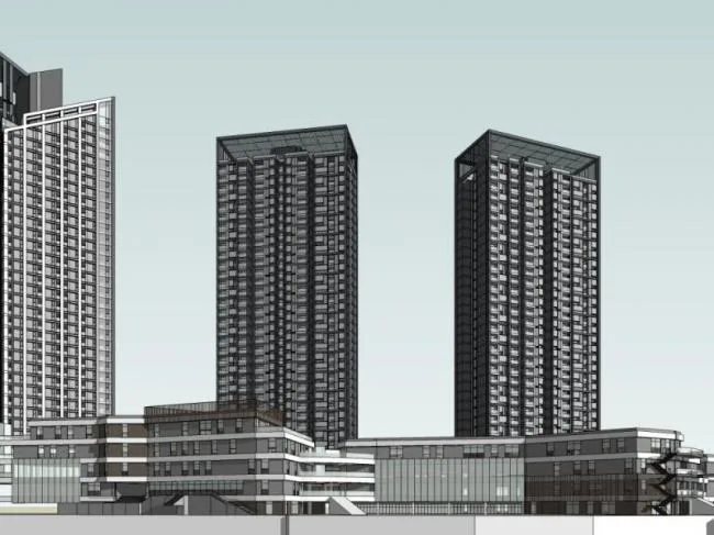 Sketchup综合体模型|超高层商业综合体，住宅，办公，现代风格