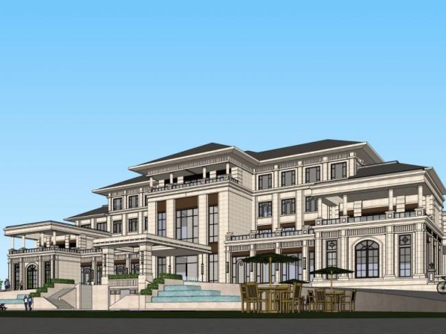 Sketchup酒店模型|多层酒店，欧式风格