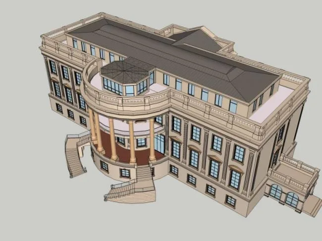Sketchup商业模型|多层会所，法式风格