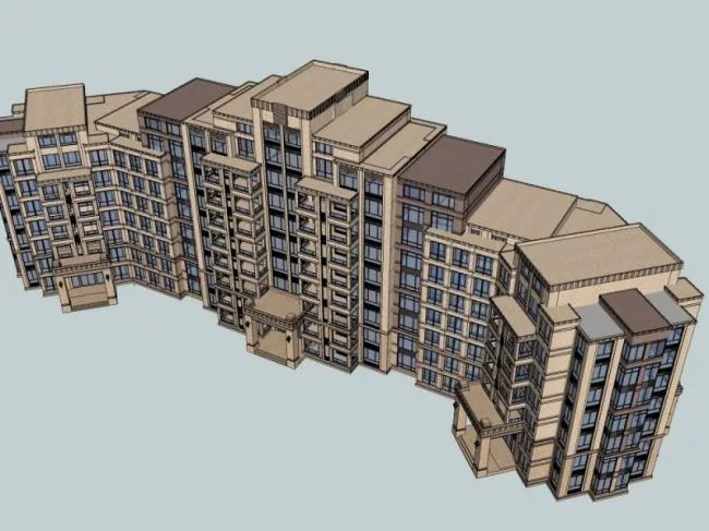 Sketchup住宅模型|多层住宅，现代风格