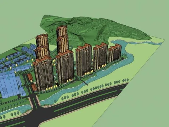 Sketchup住宅模型|超高层住宅，居住建筑，古典风格