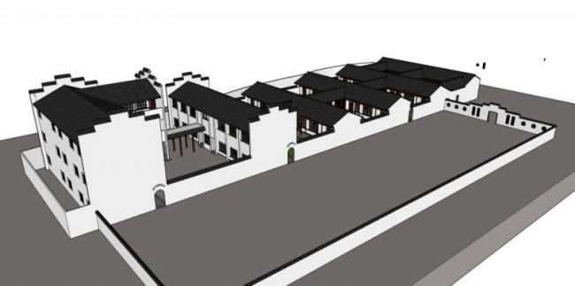 Sketchup文化模型|院落，中式风格，多层文化活动中心