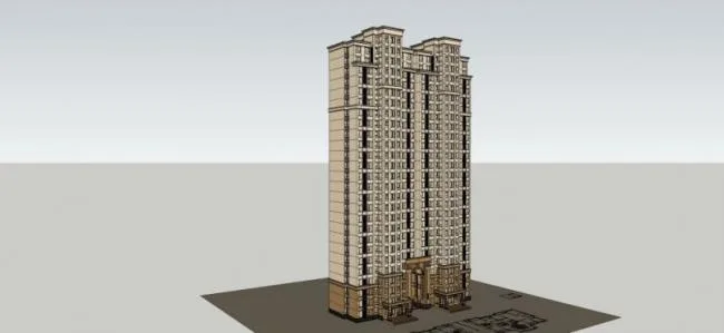 Sketchup住宅模型|超高层住宅楼，古典风格