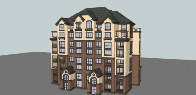 Sketchup住宅模型|多层住宅，欧式古典风格