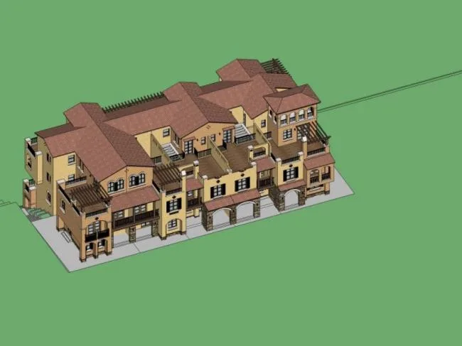 Sketchup住宅模型|联排别墅，欧式风格
