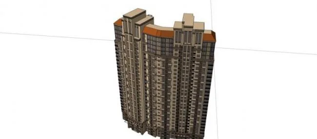 Sketchup住宅模型|超高层住宅，居住建筑，古典风格，西班牙风格