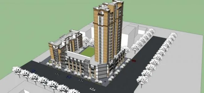 Sketchup综合体模型|多高层商业综合体，住宅，古典风格
