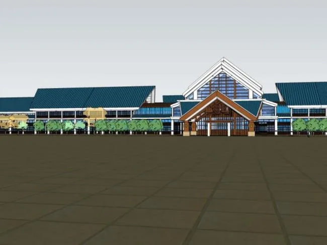Sketchup酒店模型|多层宾馆，现代中式风格