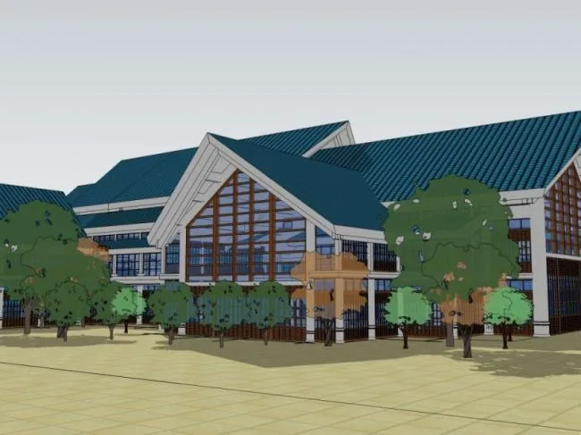 Sketchup酒店模型|多层宾馆，现代中式风格