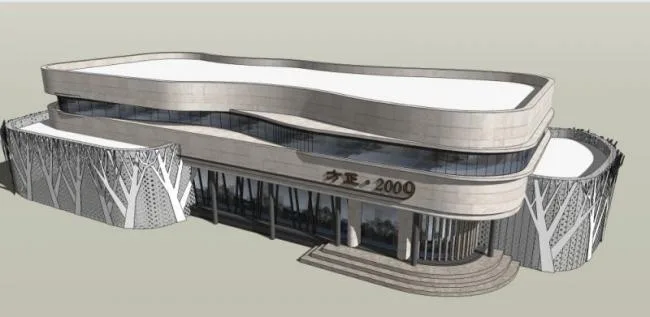 Sketchup商业模型|低层商业建筑，现代风格