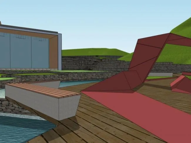 Sketchup景观模型|办公景观，现代风格