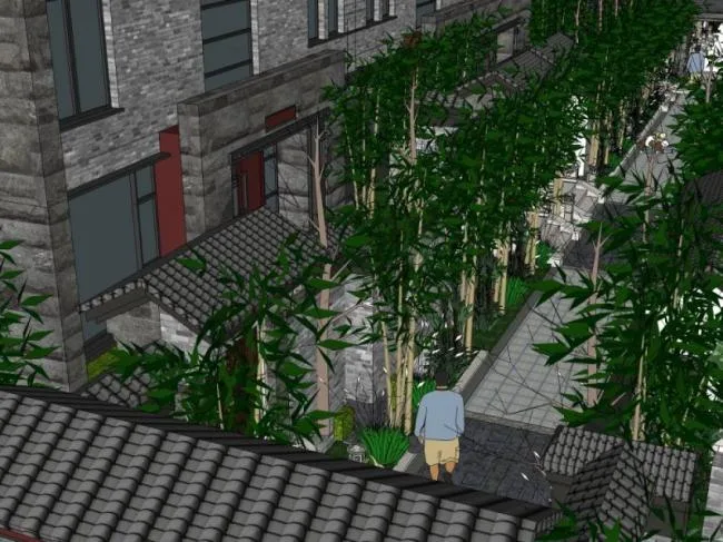 Sketchup景观模型|庭院景观，住宅景观，中式风格