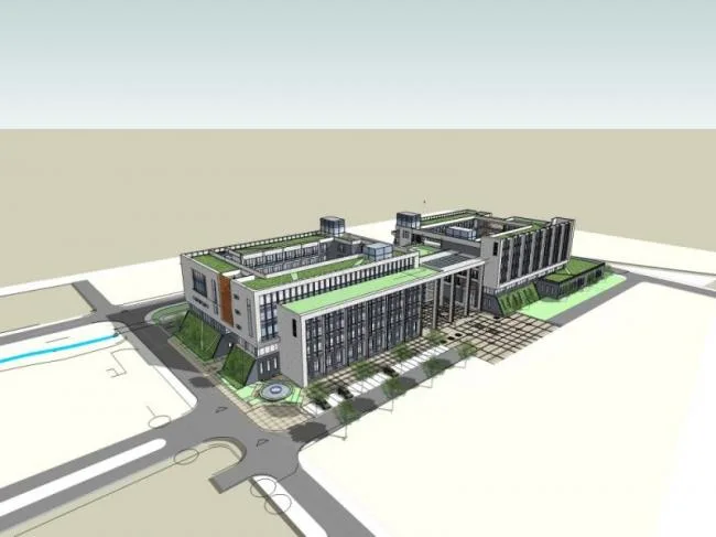 Sketchup学校模型|多层大学学校校园，教育建筑，现代风格