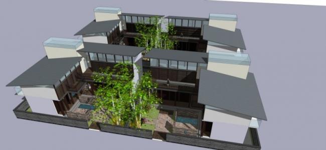 Sketchup住宅模型|低层住宅，中式风格