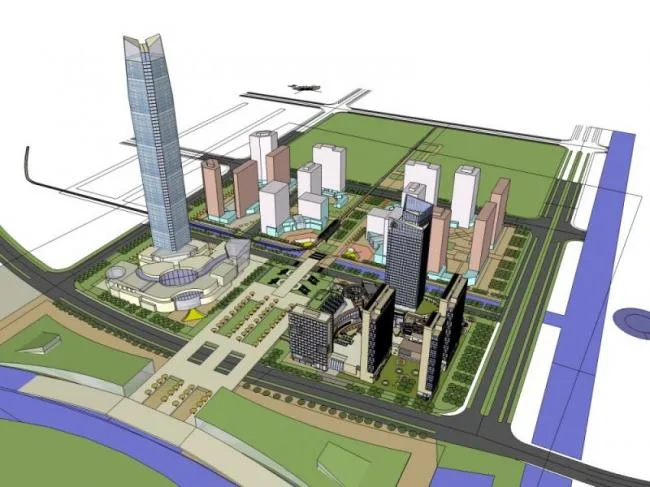 Sketchup综合体模型|多高层商业综合体，住宅，办公，现代风格