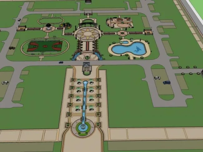 Sketchup景观模型|广场景观，欧式风格，古典风格