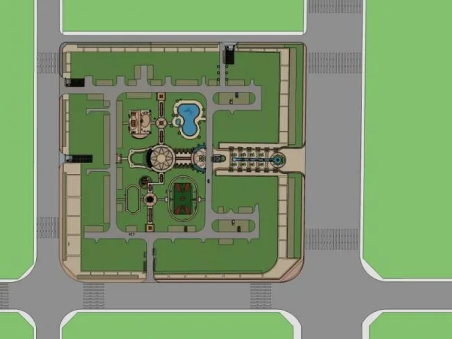 Sketchup景观模型|广场景观，欧式风格，古典风格