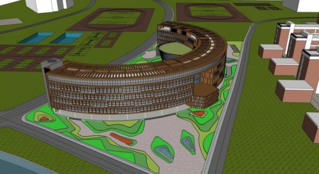 Sketchup学校模型|多层学校，校园教育建筑，现代风格