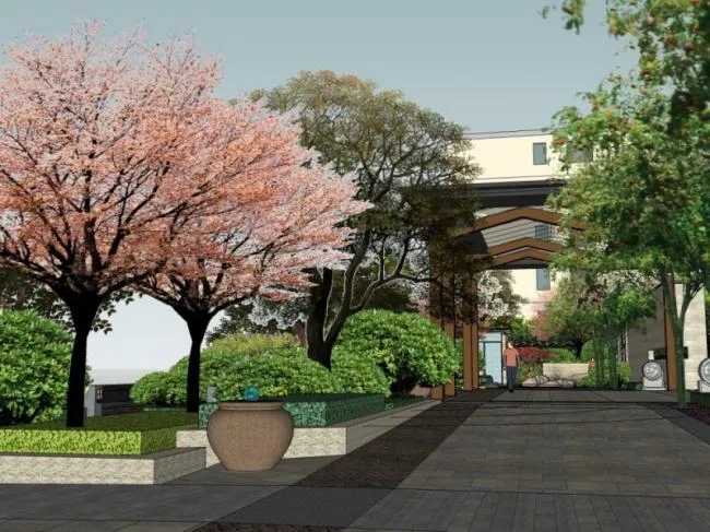 Sketchup景观模型|住宅景观，现代中式风格