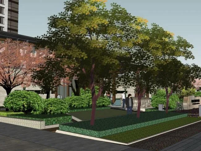 Sketchup景观模型|住宅景观，现代中式风格