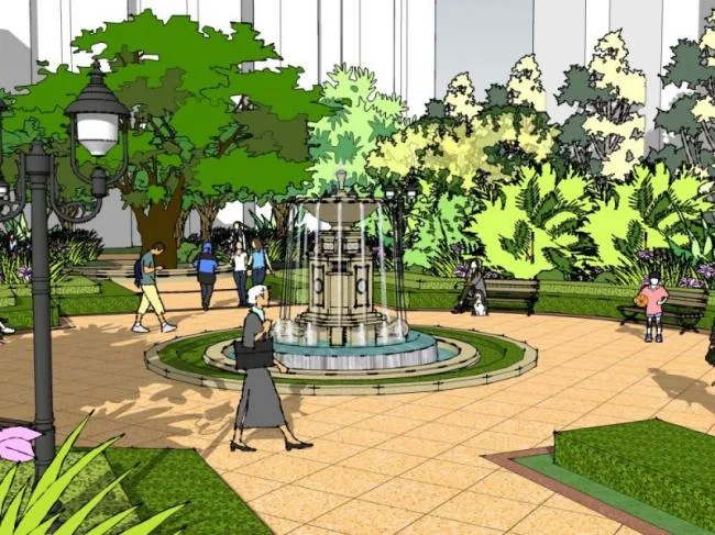 Sketchup景观模型|泳池景观，古典风格