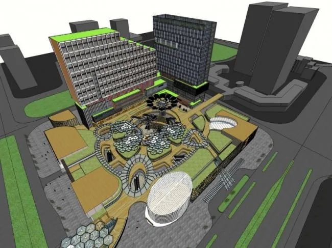 Sketchup综合体模型|多高层商业综合体，办公，住宅，现代风格