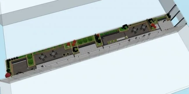 Sketchup景观模型|屋顶花园景观，现代风格