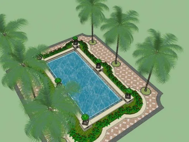 Sketchup景观模型|广场景观，欧式风格，古典风格