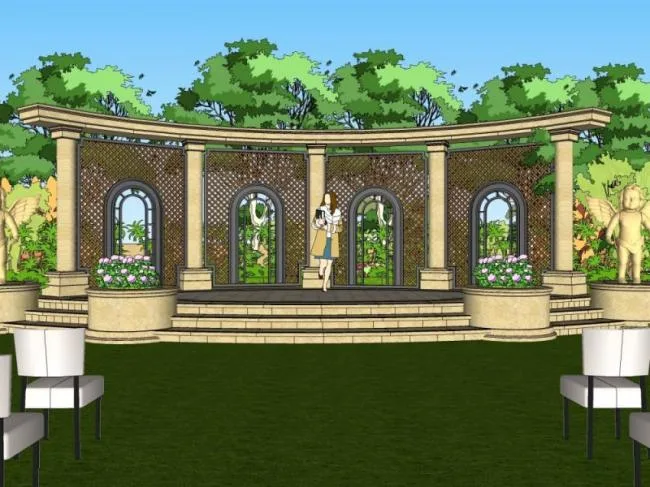 Sketchup景观模型|公园景观，古典风格