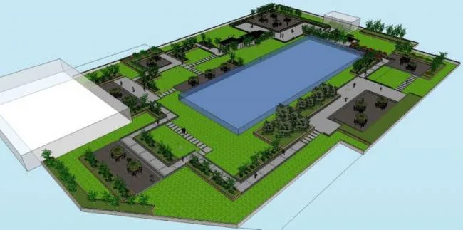 Sketchup景观模型|屋顶花园景观，现代风格