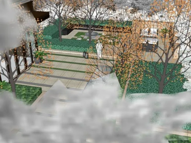 Sketchup景观模型|庭院景观，现代风格