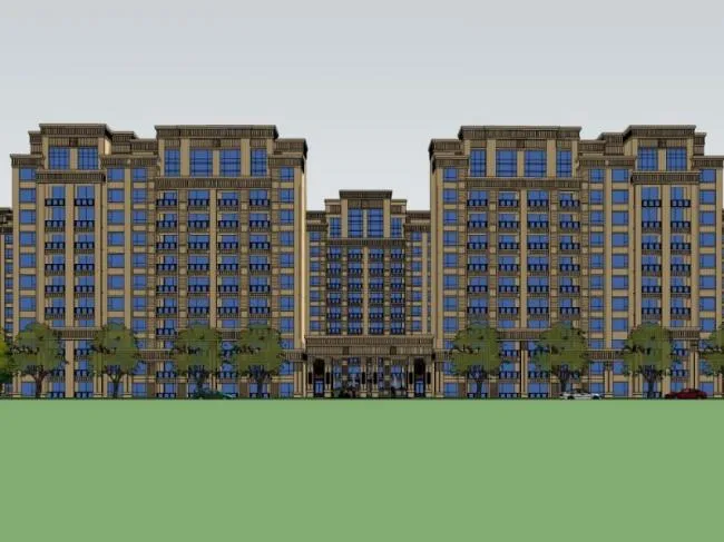 Sketchup住宅模型|高层住宅小区，古典风格
