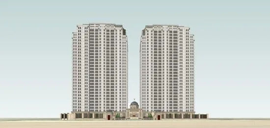 Sketchup住宅模型|超高层住宅，居住建筑，古典风格