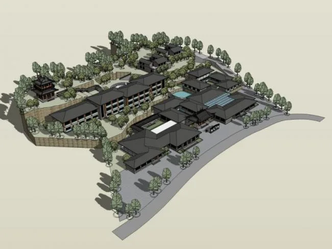 Sketchup酒店模型|多层酒店，中式风格