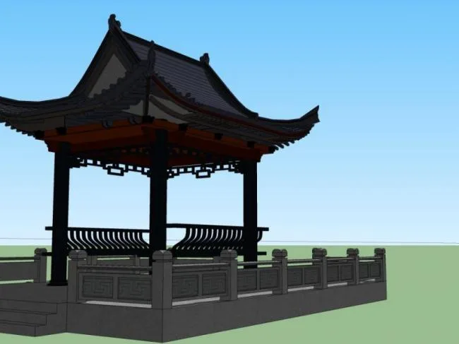 Sketchup小品模型|亭子，中式风格，小品