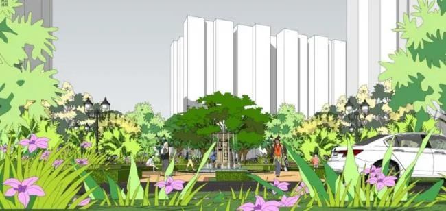 Sketchup景观模型|游泳池景观，古典风格