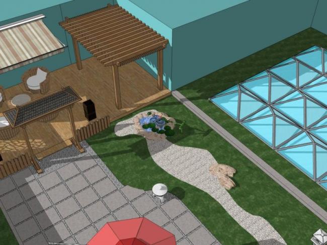 Sketchup景观模型|屋顶花园，古典风格