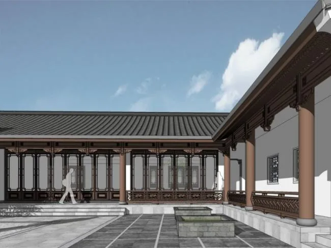 Sketchup住宅模型|多层合院，住宅，中式风格
