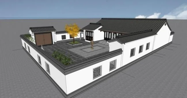 Sketchup住宅模型|多层合院，住宅，中式风格