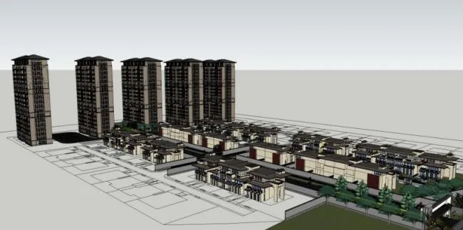 Sketchup住宅模型|高层住宅，现代中式风格