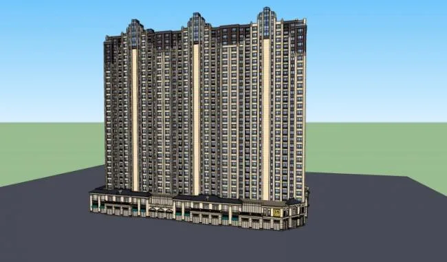 Sketchup住宅模型|高层住宅，底层商业，居住建筑，古典风格