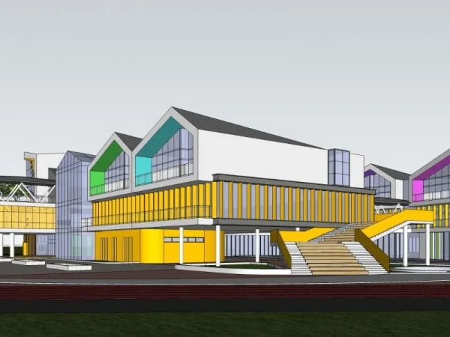 Sketchup学校模型|多层学校幼儿园，校园教育建筑，现代风格