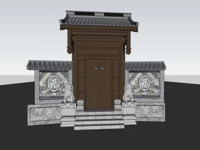 Sketchup小品模型|垂花门，中式风格，小品