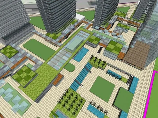 Sketchup综合体模型|多高层商业综合体，办公楼，酒店，住宅，现代风格