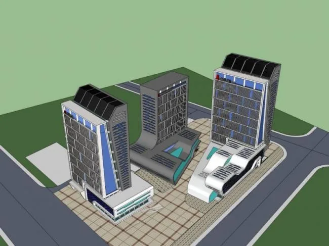 Sketchup综合体模型|多高层商业综合体，办公楼，住宅，现代风格