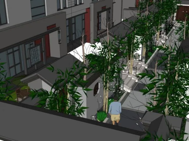 Sketchup景观模型|庭院景观，住宅景观，中式风格