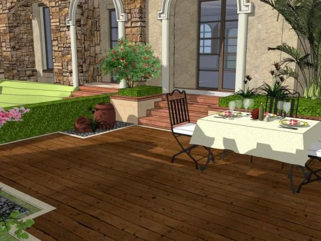 Sketchup景观模型|庭院景观，住宅景观，古典风格